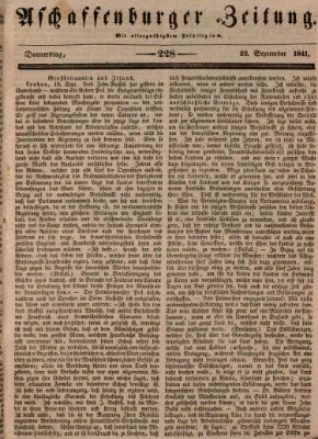 Aschaffenburger Zeitung Donnerstag 23. September 1841