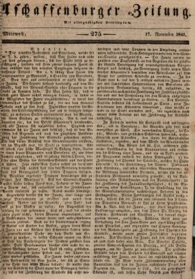 Aschaffenburger Zeitung Mittwoch 17. November 1841