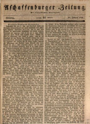 Aschaffenburger Zeitung Dienstag 25. Januar 1842