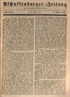 Aschaffenburger Zeitung Donnerstag 17. Februar 1842