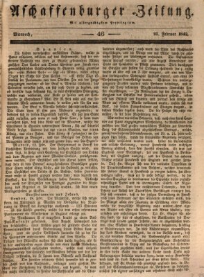 Aschaffenburger Zeitung Mittwoch 23. Februar 1842