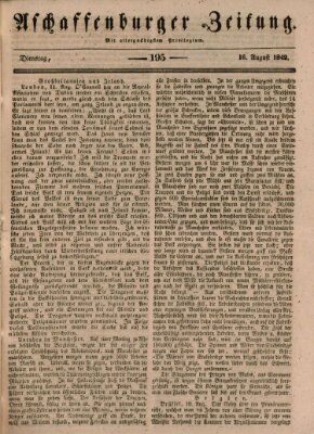 Aschaffenburger Zeitung Dienstag 16. August 1842