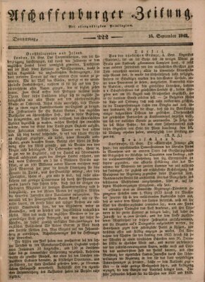 Aschaffenburger Zeitung Donnerstag 15. September 1842