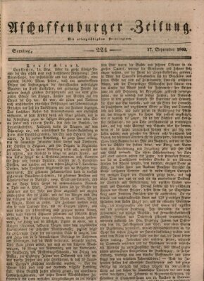 Aschaffenburger Zeitung Samstag 17. September 1842