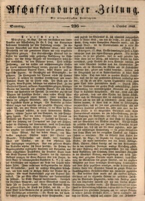 Aschaffenburger Zeitung Samstag 1. Oktober 1842