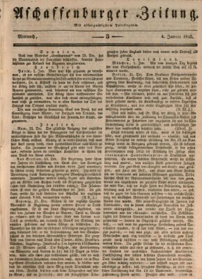 Aschaffenburger Zeitung Mittwoch 4. Januar 1843