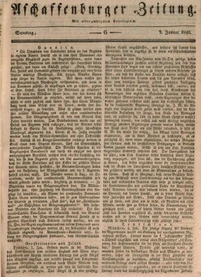 Aschaffenburger Zeitung Samstag 7. Januar 1843