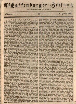 Aschaffenburger Zeitung Dienstag 31. Januar 1843