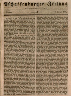 Aschaffenburger Zeitung Dienstag 21. Februar 1843