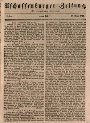 Aschaffenburger Zeitung Freitag 17. März 1843