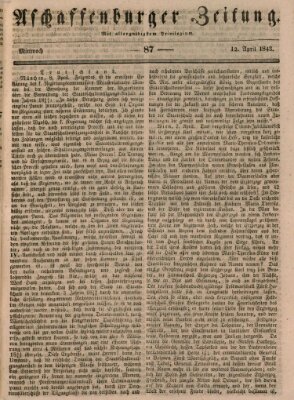 Aschaffenburger Zeitung Mittwoch 12. April 1843