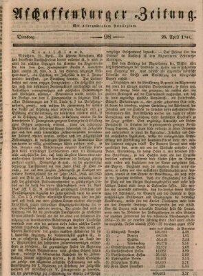 Aschaffenburger Zeitung Dienstag 25. April 1843