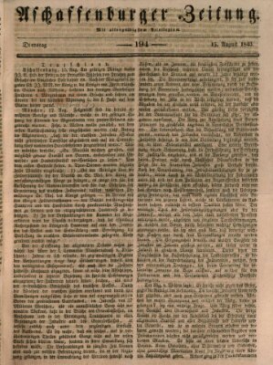 Aschaffenburger Zeitung Dienstag 15. August 1843