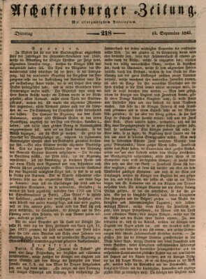 Aschaffenburger Zeitung Dienstag 12. September 1843