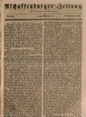 Aschaffenburger Zeitung Dienstag 19. September 1843