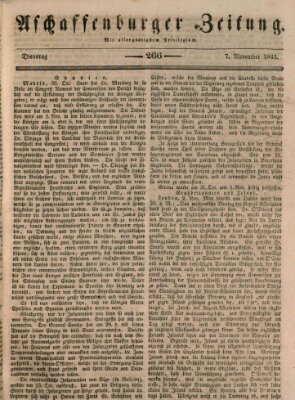 Aschaffenburger Zeitung Dienstag 7. November 1843