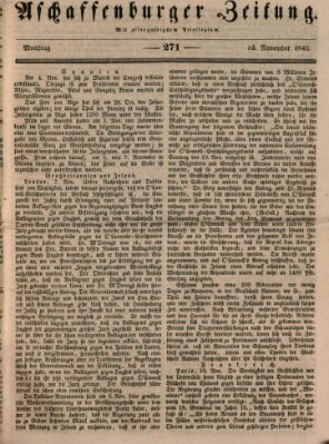 Aschaffenburger Zeitung Montag 13. November 1843