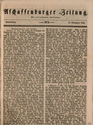 Aschaffenburger Zeitung Donnerstag 16. November 1843