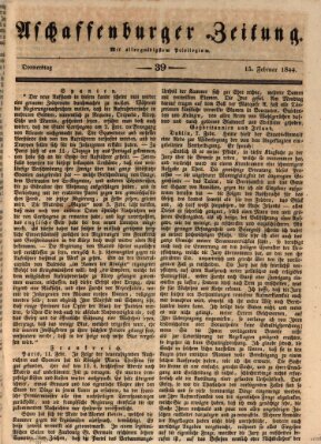 Aschaffenburger Zeitung Donnerstag 15. Februar 1844