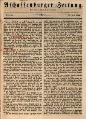 Aschaffenburger Zeitung Samstag 13. April 1844