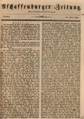 Aschaffenburger Zeitung Dienstag 11. Juni 1844