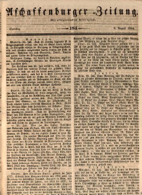 Aschaffenburger Zeitung Samstag 3. August 1844