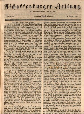 Aschaffenburger Zeitung Donnerstag 15. August 1844