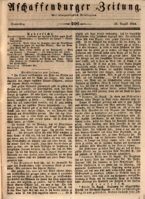 Aschaffenburger Zeitung Donnerstag 29. August 1844