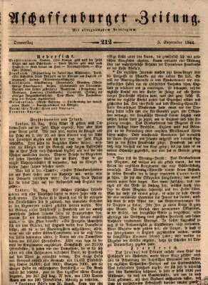 Aschaffenburger Zeitung Donnerstag 5. September 1844