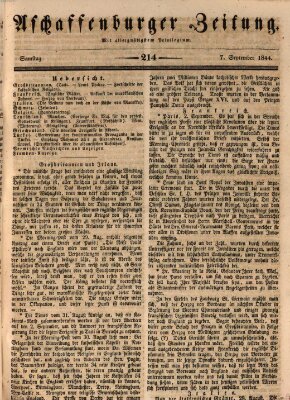 Aschaffenburger Zeitung Samstag 7. September 1844