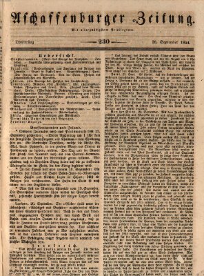 Aschaffenburger Zeitung Donnerstag 26. September 1844