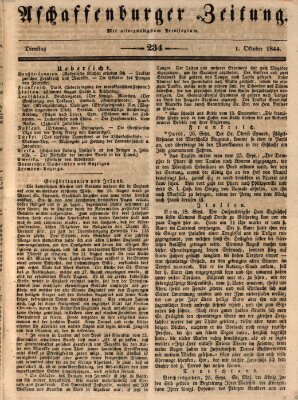 Aschaffenburger Zeitung Dienstag 1. Oktober 1844