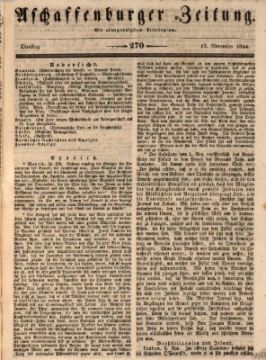 Aschaffenburger Zeitung Dienstag 12. November 1844