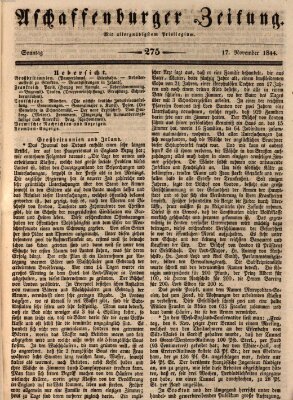 Aschaffenburger Zeitung Sonntag 17. November 1844