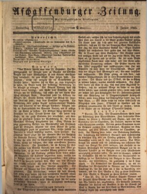 Aschaffenburger Zeitung Donnerstag 2. Januar 1845