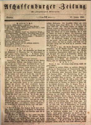 Aschaffenburger Zeitung Sonntag 12. Januar 1845