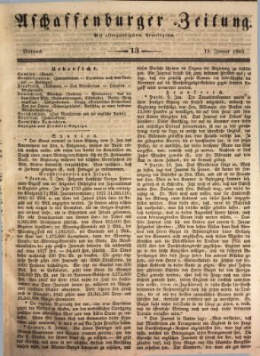 Aschaffenburger Zeitung Mittwoch 15. Januar 1845