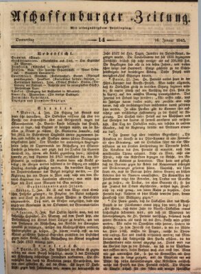 Aschaffenburger Zeitung Donnerstag 16. Januar 1845