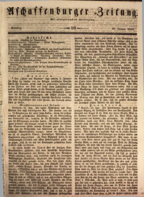 Aschaffenburger Zeitung Samstag 18. Januar 1845