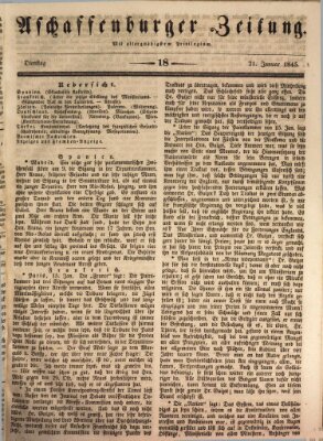 Aschaffenburger Zeitung Dienstag 21. Januar 1845