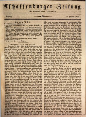 Aschaffenburger Zeitung Sonntag 9. Februar 1845