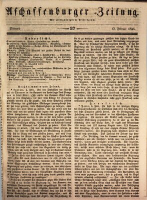 Aschaffenburger Zeitung Mittwoch 12. Februar 1845