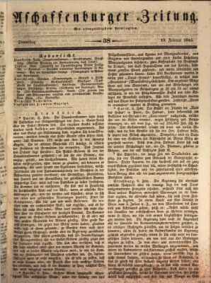 Aschaffenburger Zeitung Donnerstag 13. Februar 1845