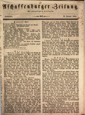 Aschaffenburger Zeitung Donnerstag 20. Februar 1845