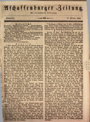 Aschaffenburger Zeitung Donnerstag 27. Februar 1845