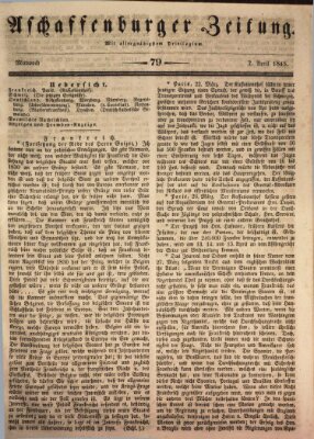 Aschaffenburger Zeitung Mittwoch 2. April 1845