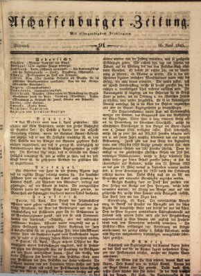 Aschaffenburger Zeitung Mittwoch 16. April 1845