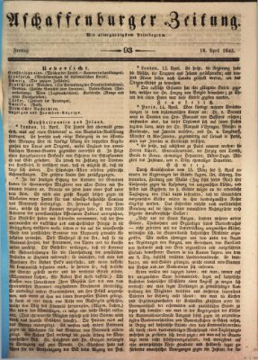 Aschaffenburger Zeitung Freitag 18. April 1845