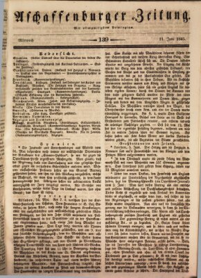 Aschaffenburger Zeitung Mittwoch 11. Juni 1845