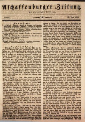 Aschaffenburger Zeitung Freitag 13. Juni 1845